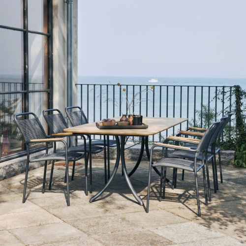 Mandalay Magnolia Havebord L: 197 cm og 6 Verona Havestole - Antracit 