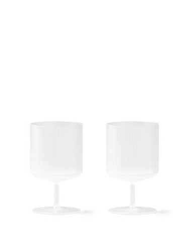 Ferm Living Ripple Wine Glass Set of 2 Ø: 7,5 cm - Frosted Glass