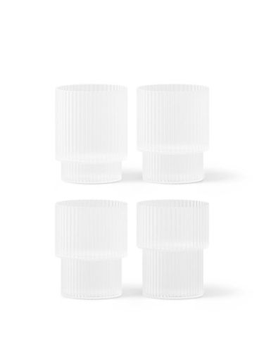 Ferm Living Ripple Glass Set of 4 Ø: 7 cm - Frosted Glass