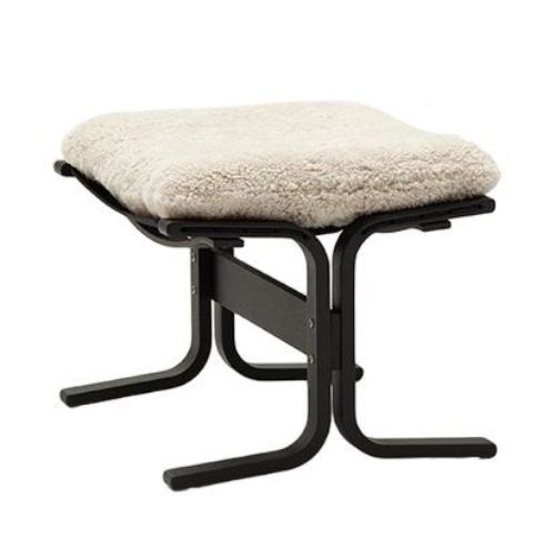 LK Hjelle Siesta Ovis Fodskammel - Black/Sheepskin Moonlight