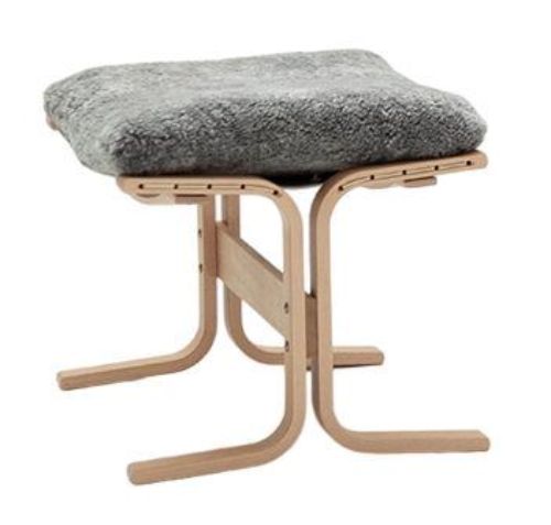 LK Hjelle Siesta Ovis Fodskammel - Nature/Sheepskin Scandinavian Grey