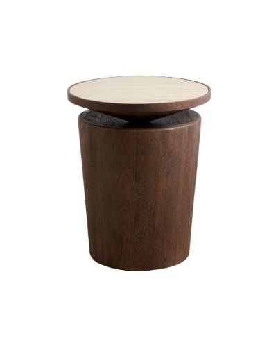 Nordal KWANDO Sidebord Med Travertinplade Ø: 41 cm - Natur