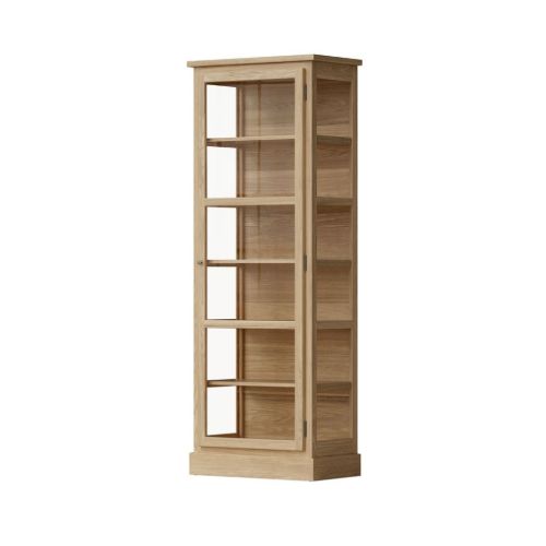 Lindebjerg Design Light Oak N1 Vitrineskab Højrehængt Dør 77x208,5 cm - Lys Egetræ