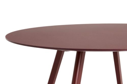 HAY CPH 25 2.0 Round Table Ø: 140 cm - Bordeaux Lacquered Solid Oak/Bordeaux Linoleum