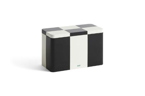 HAY Tin Container Medium 12,5x20x10 cm - Black and Off-White
