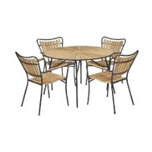 Billede af Mandalay Marguerit Havebord Ø110 cm Inkl. 4 Havestole Havemøbelsæt - Antracit/Teak 
