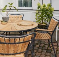 Billede af Mandalay Marguerit Havebord Ø110 cm Inkl. 4 Havestole Havemøbelsæt - Antracit/Teak 