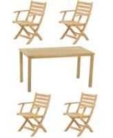 Billede af Mandalay Cambridge L: 160 cm og 4 Dian Foldestole med Armlæn - Teak 