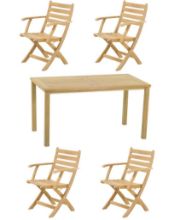 Billede af Mandalay Cambridge L: 160 cm og 4 Dian Foldestole med Armlæn - Teak 