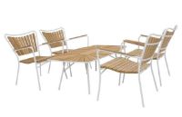 Billede af Mandalay Marguerit Loungebord L: 130 cm Inkl. 4 Loungestole Havemøbelsæt - Hvid/Teak 