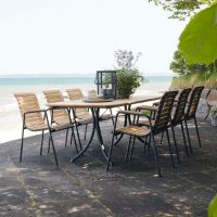 Billede af Mandalay Magnolia Havebord L: 197 cm og 6 Bellevue Havestole - Teak/Hvid 