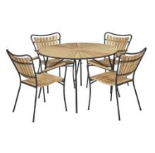 Billede af Mandalay Marguerit Havebord Ø120 cm Inkl. 4 Havestole Havemøbelsæt - Antracit/Teak 