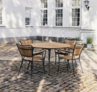 Billede af Mandalay Marguerit Havebord Ø120 cm Inkl. 4 Havestole Havemøbelsæt - Antracit/Teak 