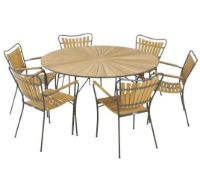 Billede af Mandalay Marguerit Havebord Ø140 cm Inkl. 6 Havestole Havemøbelsæt - Antracit/Teak 
