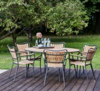 Billede af Mandalay Marguerit Havebord Ø140 cm Inkl. 6 Havestole Havemøbelsæt - Antracit/Teak 