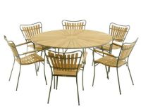Billede af Mandalay Marguerit Havebord Ø140 cm Inkl. 6 Havestole Havemøbelsæt - Olivengrøn/Teak 