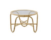 Billede af Sika-Design Charlottenborg Sofabord Ø: 69 cm - Natural Rattan/Glas