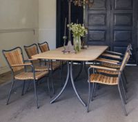 Billede af Mandalay Magnolia Havebord 197x90 cm Inkl. 6 Marguerit Havestole Havemøbelsæt - Antracit/Teak 