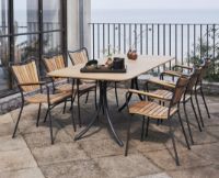 Billede af Mandalay Magnolia Havebord 197x90 cm Inkl. 6 Marguerit Havestole Havemøbelsæt - Antracit/Teak 