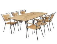 Billede af Mandalay Marguerit Bådformet Bord 95x200 cm Inkl. 6 Havestole Havemøbelsæt - Antracit/Teak