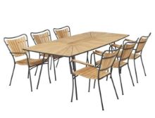 Billede af Mandalay Marguerit Bådformet Bord 95x200 cm Inkl. 6 Havestole Havemøbelsæt - Antracit/Teak