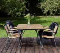 Billede af Mandalay Marguerit Bådformet Bord 95x200 cm Inkl. 6 Havestole Havemøbelsæt - Antracit/Teak