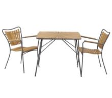 Billede af Mandalay Marguerit Bådformet Bord 83x83 cm Inkl. 2 Havestole Havemøbelsæt - Antracit/Teak 