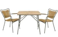 Billede af Mandalay Marguerit Bådformet Bord 83x83 cm Inkl. 2 Havestole Havemøbelsæt - Olivengrøn/Teak 