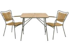 Billede af Mandalay Marguerit Bådformet Bord 83x83 cm Inkl. 2 Havestole Havemøbelsæt - Olivengrøn/Teak 