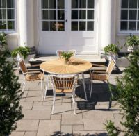 Billede af Mandalay Marguerit Havebord Ø120 cm Inkl. 4 Havestole Havemøbelsæt - Hvid/Teak 