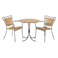 Billede af Mandalay Marguerit Cafébord Ø70 cm Inkl. 2 Havestole Havemøbelsæt - Antracit/Teak 