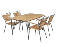 Billede af Mandalay Marguerit Bådformet Bord 144x90 cm Inkl. 4 Havestole Havemøbelsæt - Antracit/Teak 