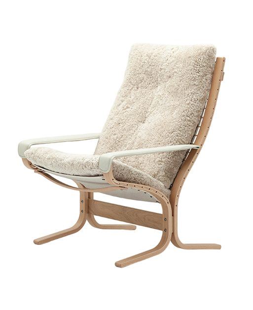 Billede af LK Hjelle Siesta Ovis Lænestol Høj Med Armlæn - Nature/Sheepskin Moonlight