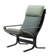 Billede af LK Hjelle Siesta Trio Lænestol Høj Med Armlæn - Black/Trio Evergreen