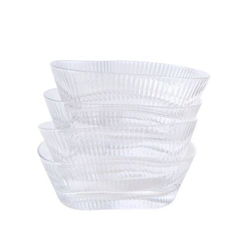 Muubs Snack Skål Ripe Sæt af 4 stk. - Klar Glas