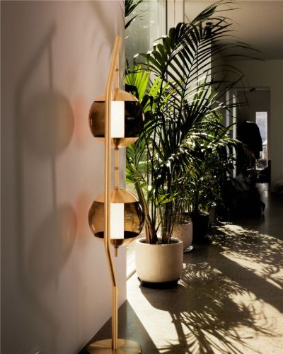Rubn Monroe Gulvlampe H: 166 cm - Messing/Brun Glas