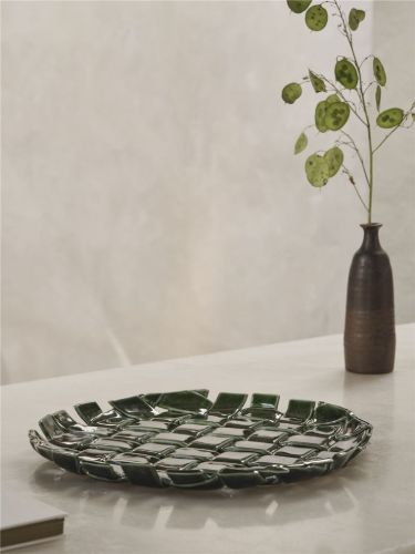 Ferm Living Plait Platter Ø: 30 cm - Emerald Green