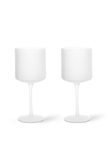 Ferm Living Ripple Red Wine Glasses  H: 18,2 cm - Set of 2 - Frosted