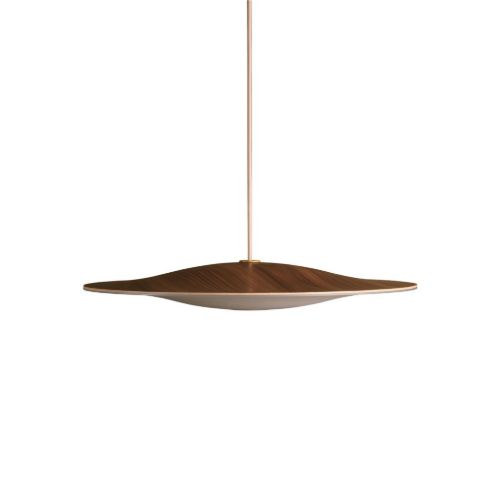 Piet Hein Sinus-Wood 550 Pendel  Valnød-Opal-glas LED 10,5W Ø: 55 cm - Creme Hvid textil ledning