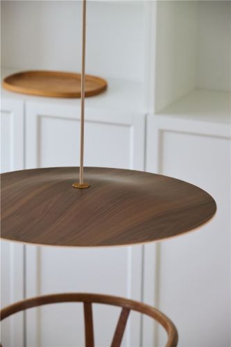 Piet Hein Sinus-Wood 550 Pendel  Valnød-Opal-glas LED 10,5W Ø: 55 cm - Creme Hvid textil ledning
