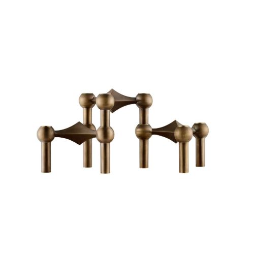 STOFF Nagel Candle Holder Set of 3 H: 6,5 cm - Bronzed Brass 