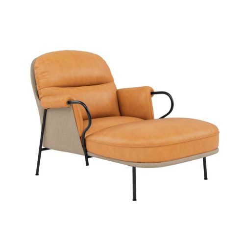 Fogia Lyra Chaise Longue H: 90 cm - Vintage Cognac