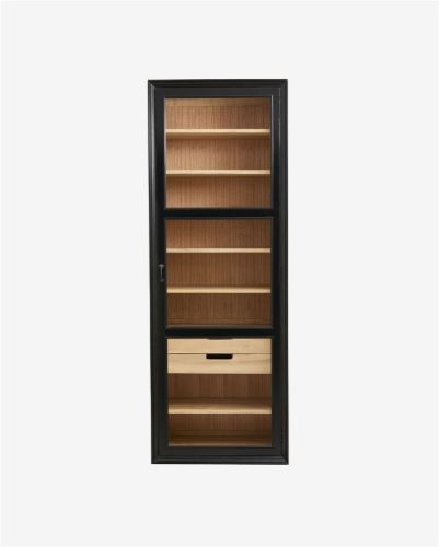 Nordal Viva Vitrineskab I Træ Høj Model m. 1 Låge H: 210 cm - Sort/Natur