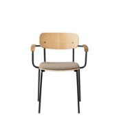 Billede af FDB Møbler J183 Holmen Stablestol m. armlæn - Sort stål, Eg, Taupe FORUDBESTIL: JULI 