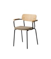 Billede af FDB Møbler J183 Holmen Stablestol m. armlæn - Sort stål, Eg, Taupe FORUDBESTIL: JULI 