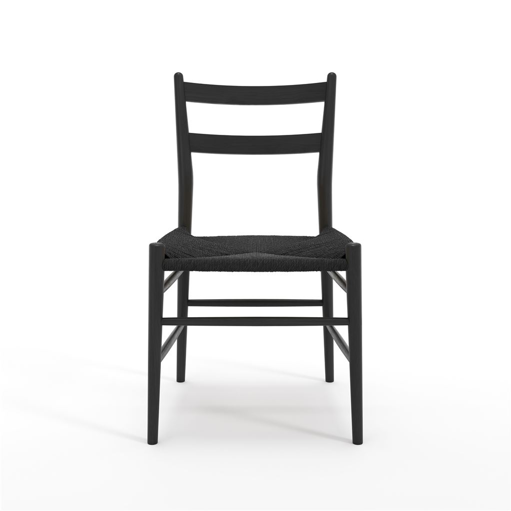 Billede af Sibast Furniture No 59 Dining Chair SH: 45 cm - Sort Bøg/Papercord Webbing Sort