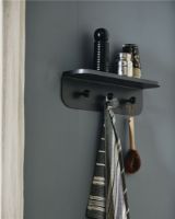 Billede af Nordal Turda Hylde m. Knager L: 45 cm - Sort 