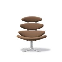 Billede af Fredericia Furniture 5000 Corona Lænestol m. Drejestel - Vidar 353/Børstet Stål