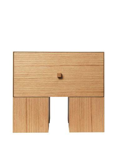 Ferm Living Kuben Bedside Table 1x1 B: 45 cm - Natural Oak Veneer