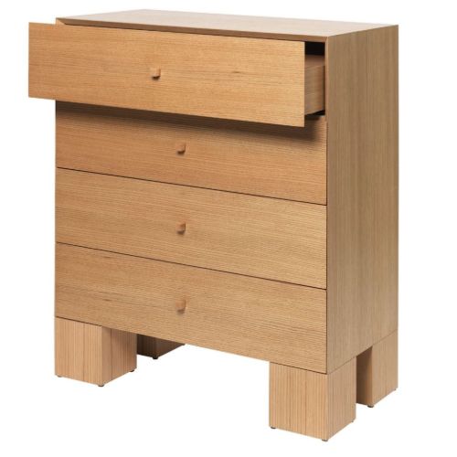 Ferm Living Kuben Drawers 1x4 B: 90 cm - Natural Oak Veneer